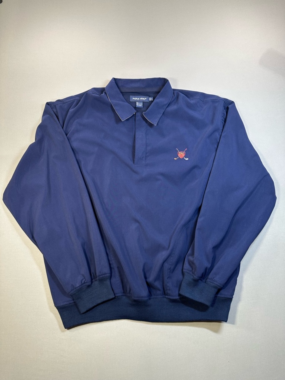 Ralph Lauren Polo Golf Windbreaker Pullover, 1/4 Snap, 90s VTG, Navy - Men XL